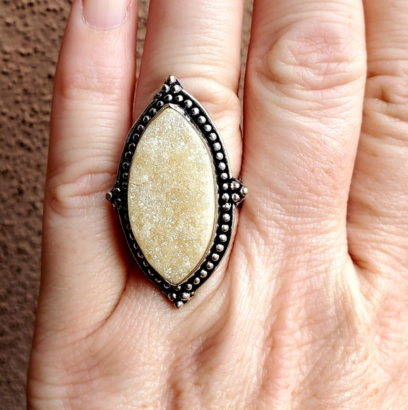 New Rough Yellow Aventurine 925 Silver Ring. - Picture 2 of 12